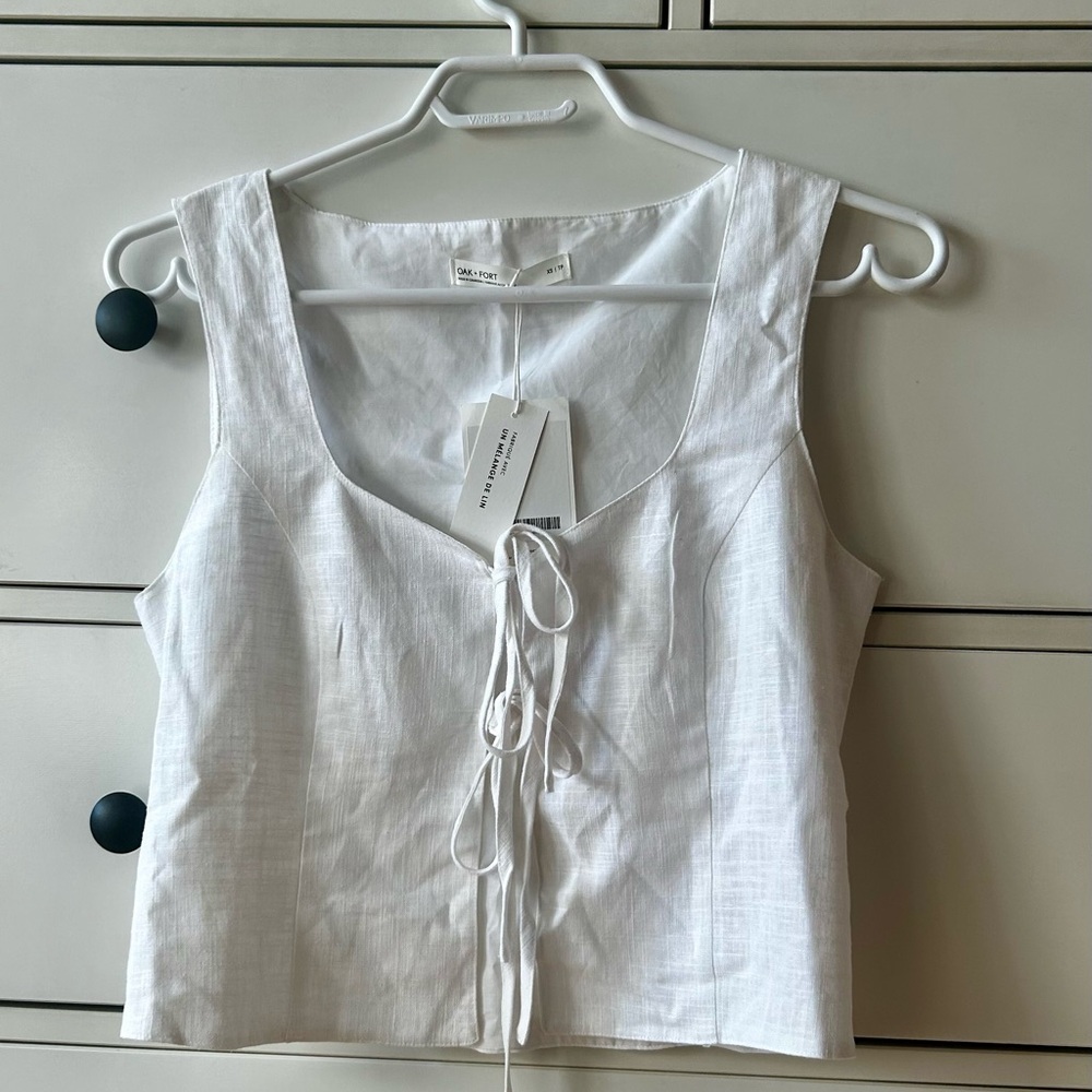 OAK + FORT White Linen Blend Top